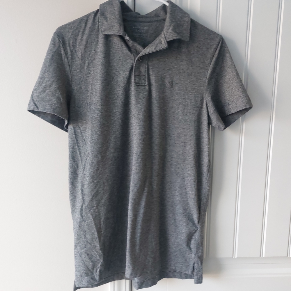 American Eagle Outfitters Heather Gray Polo Shirt